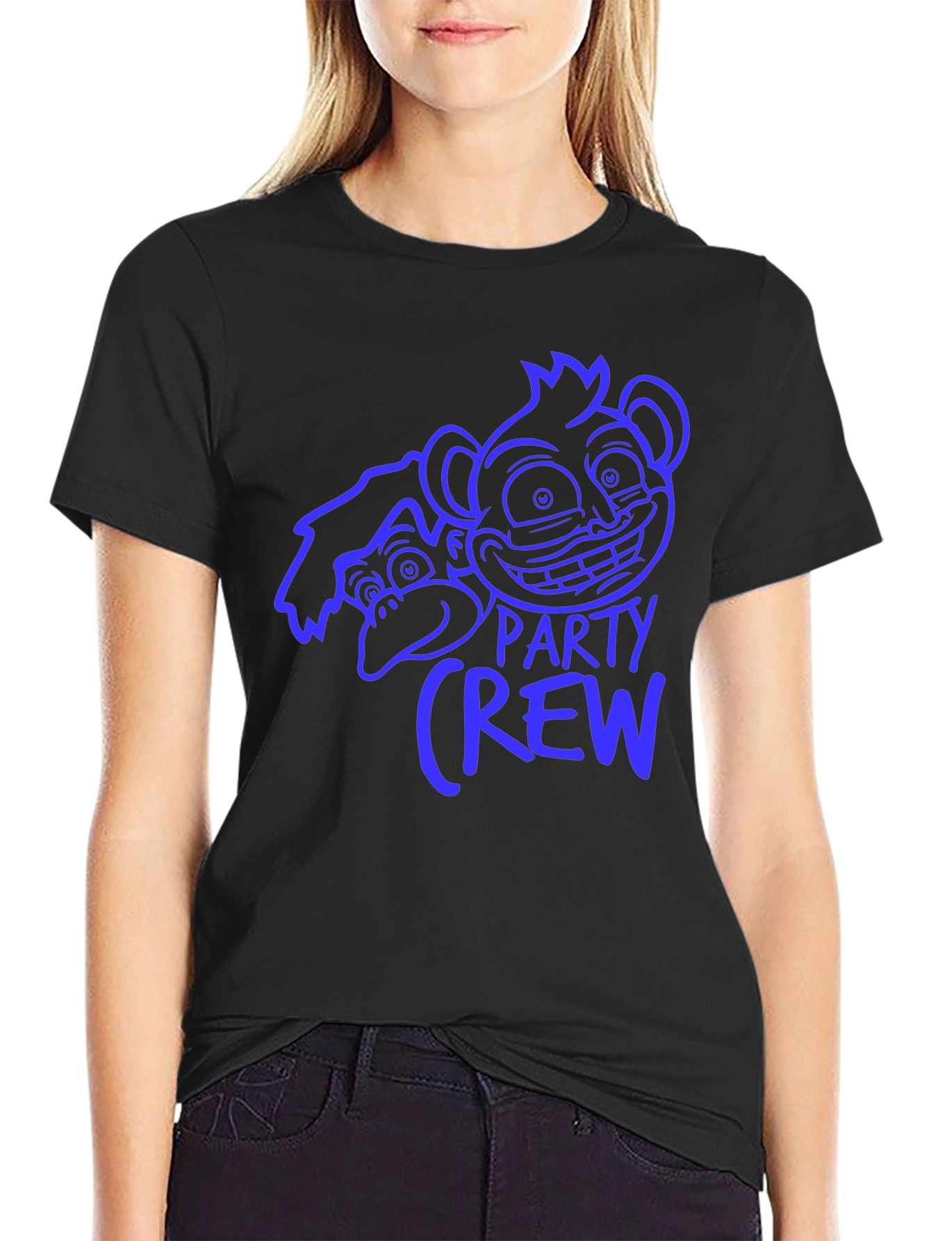 Monkey Party Crew Graphic Tee - Black