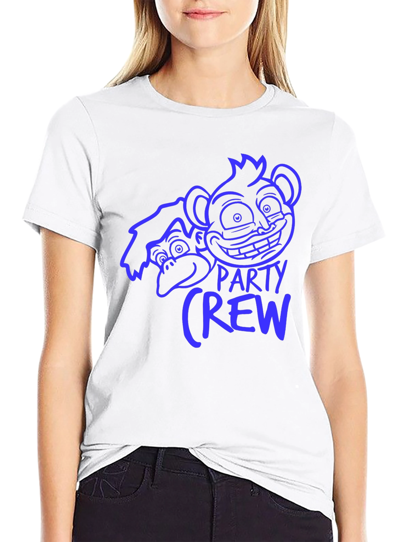 Monkey Party Crew Graphic Tee - Black