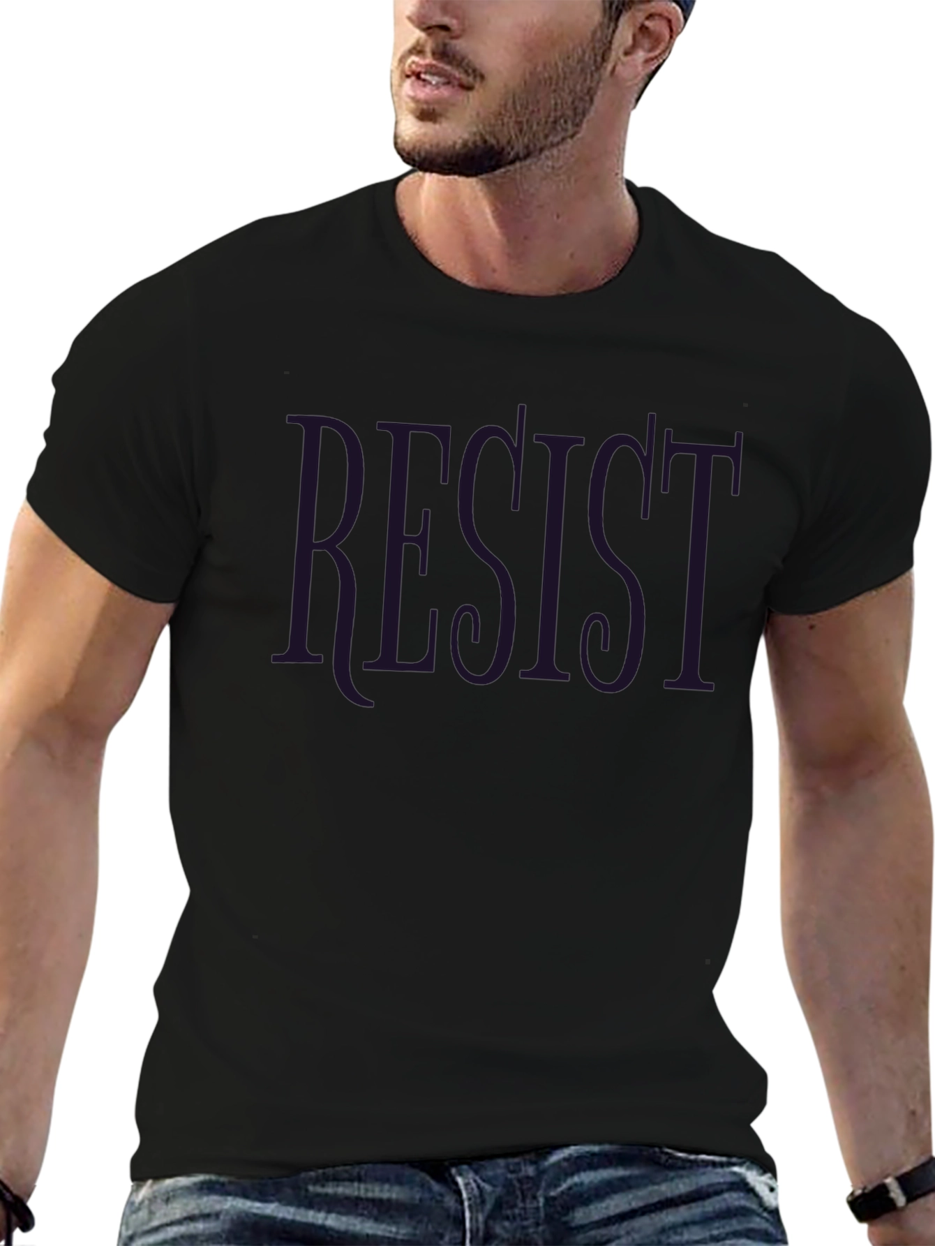 Resist Graphic Print Black T-Shirt