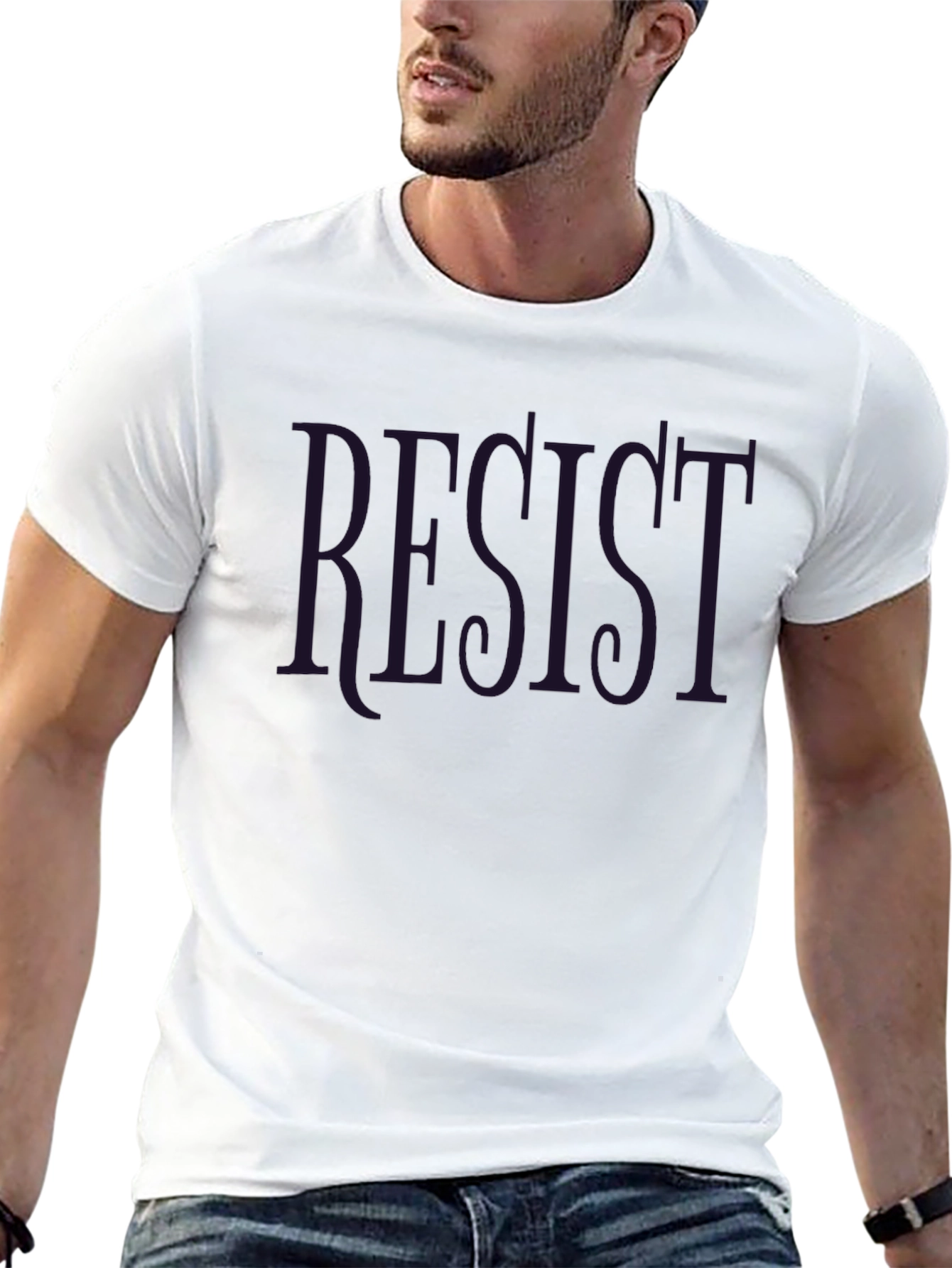 Resist Graphic Print Black T-Shirt