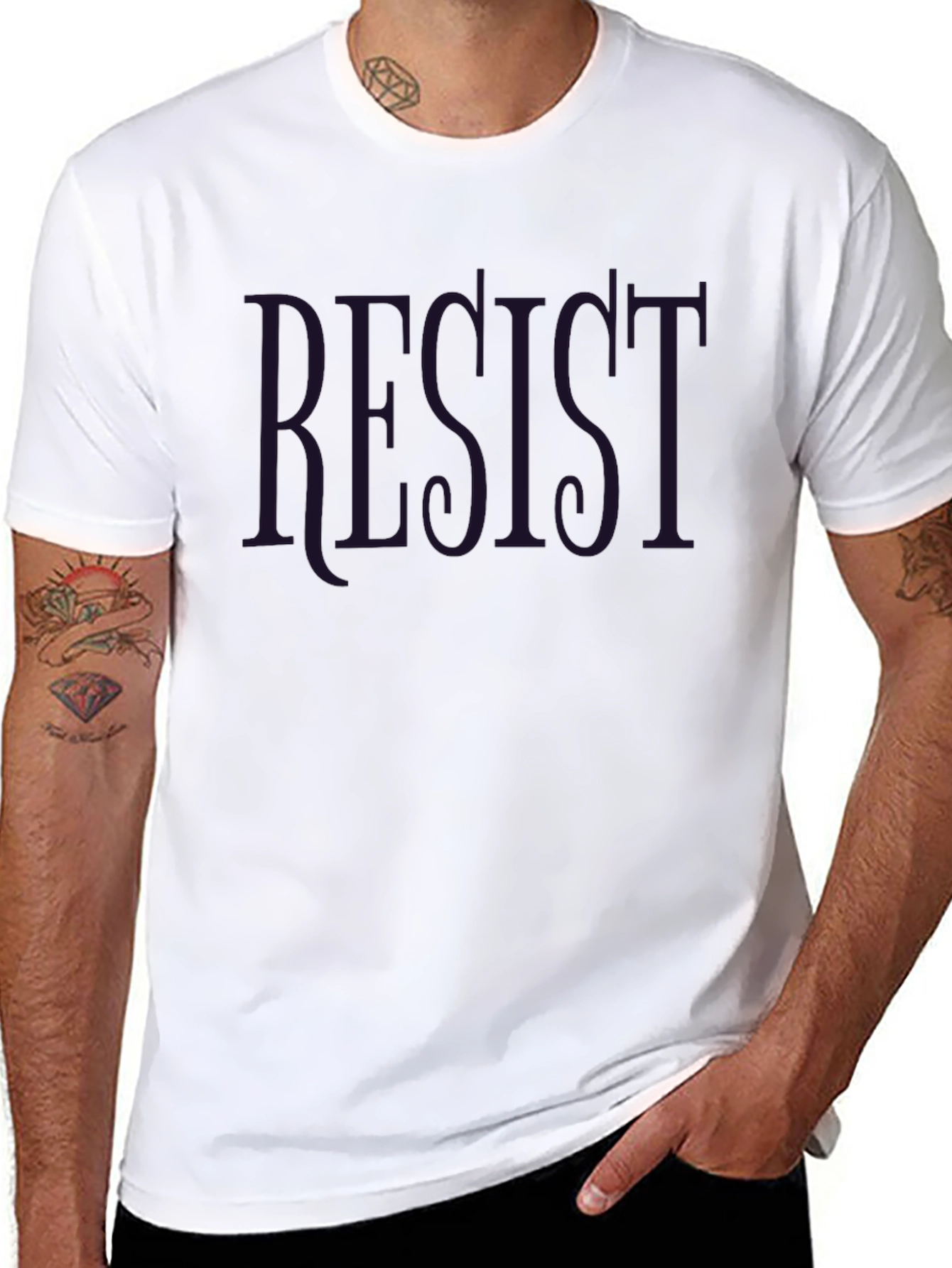 Resist Graphic Print Black T-Shirt