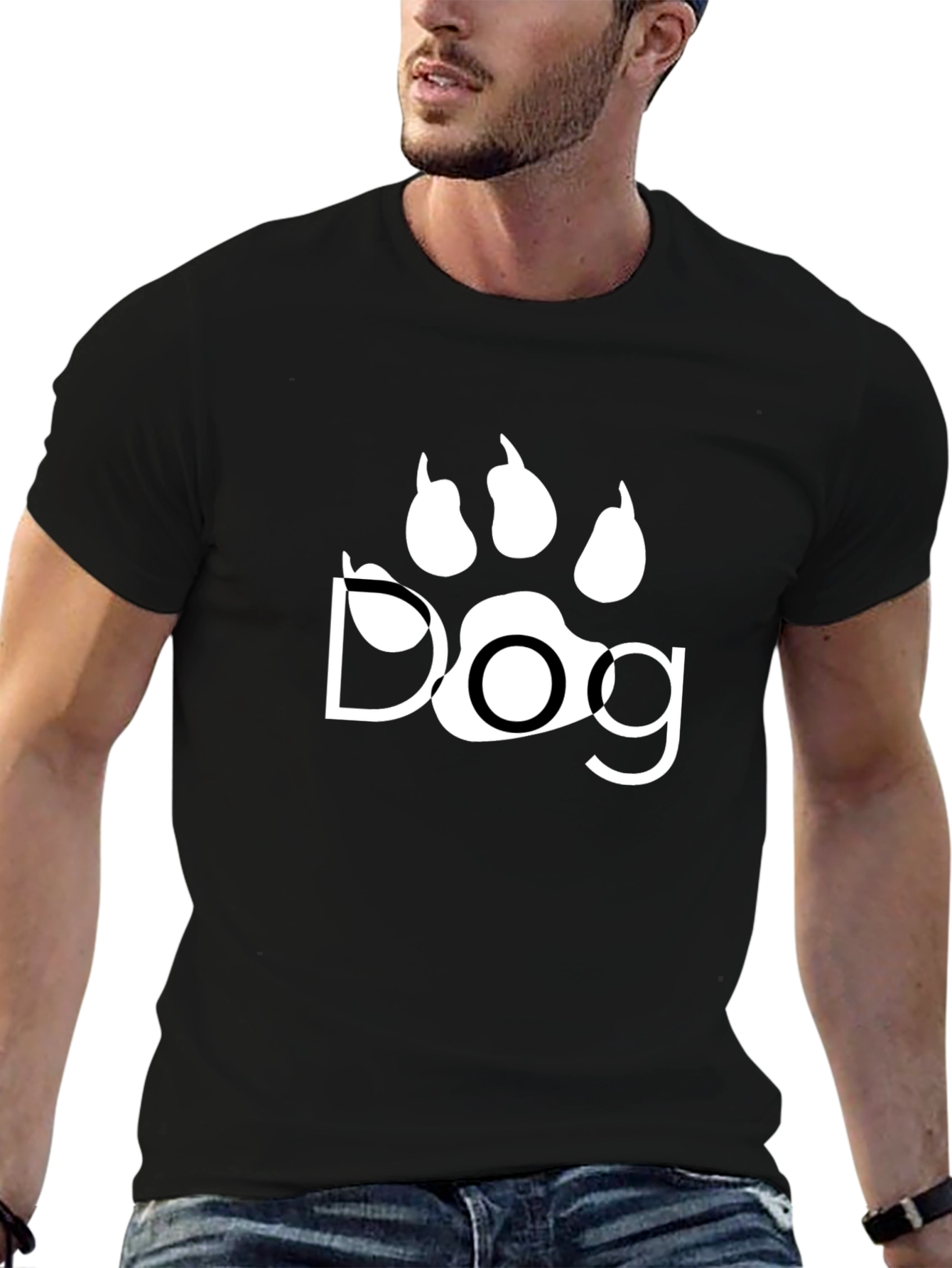 Dog Paw Print T-Shirt - Black Graphic Tee
