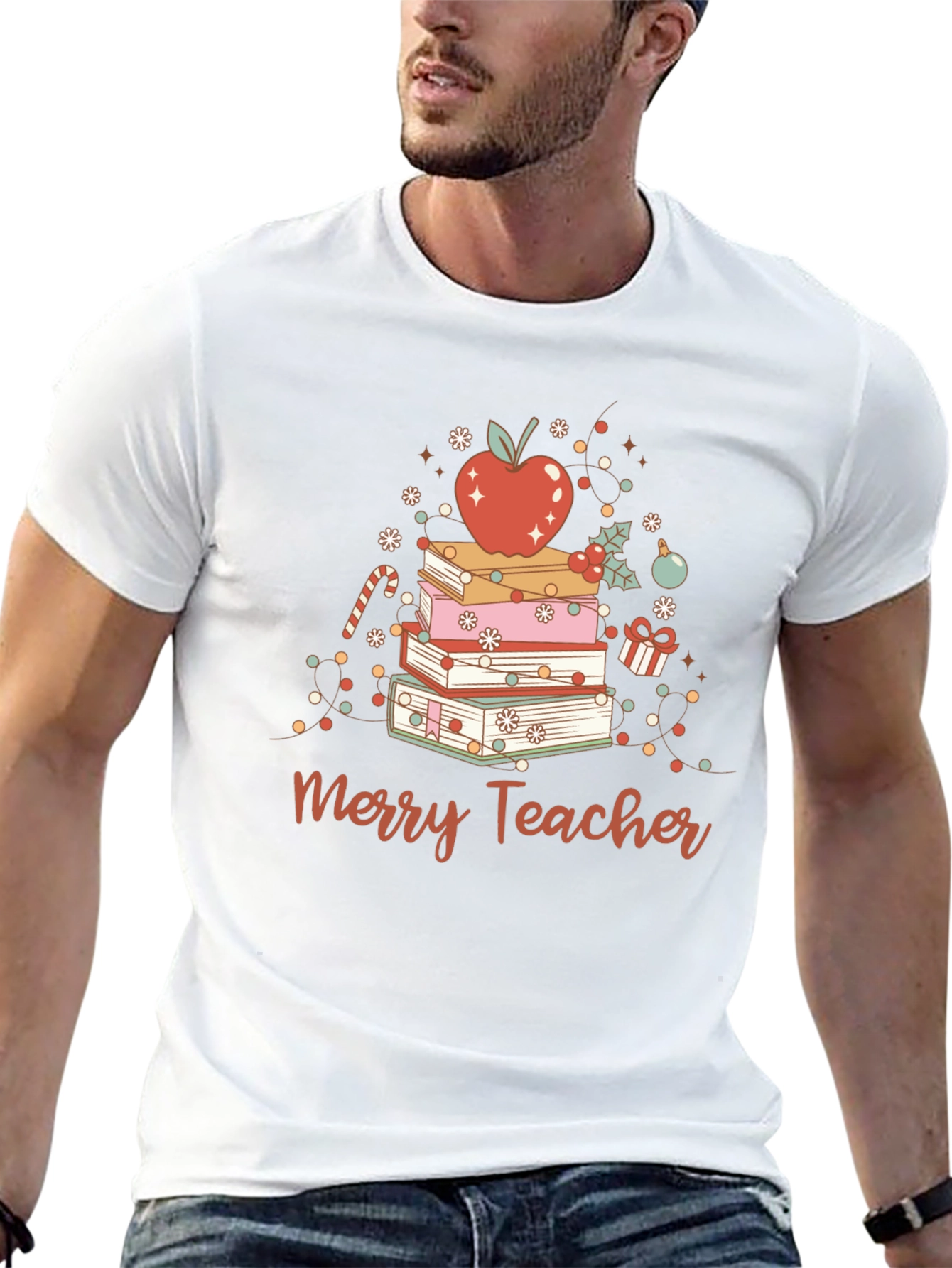 Merry Teacher Christmas Books T-Shirt