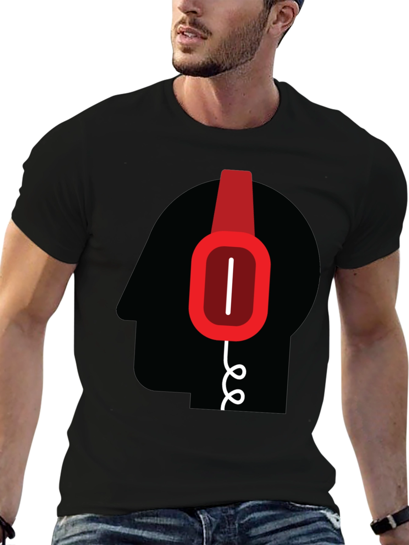 Headphone Head Graphic T-Shirt - Modern Tee