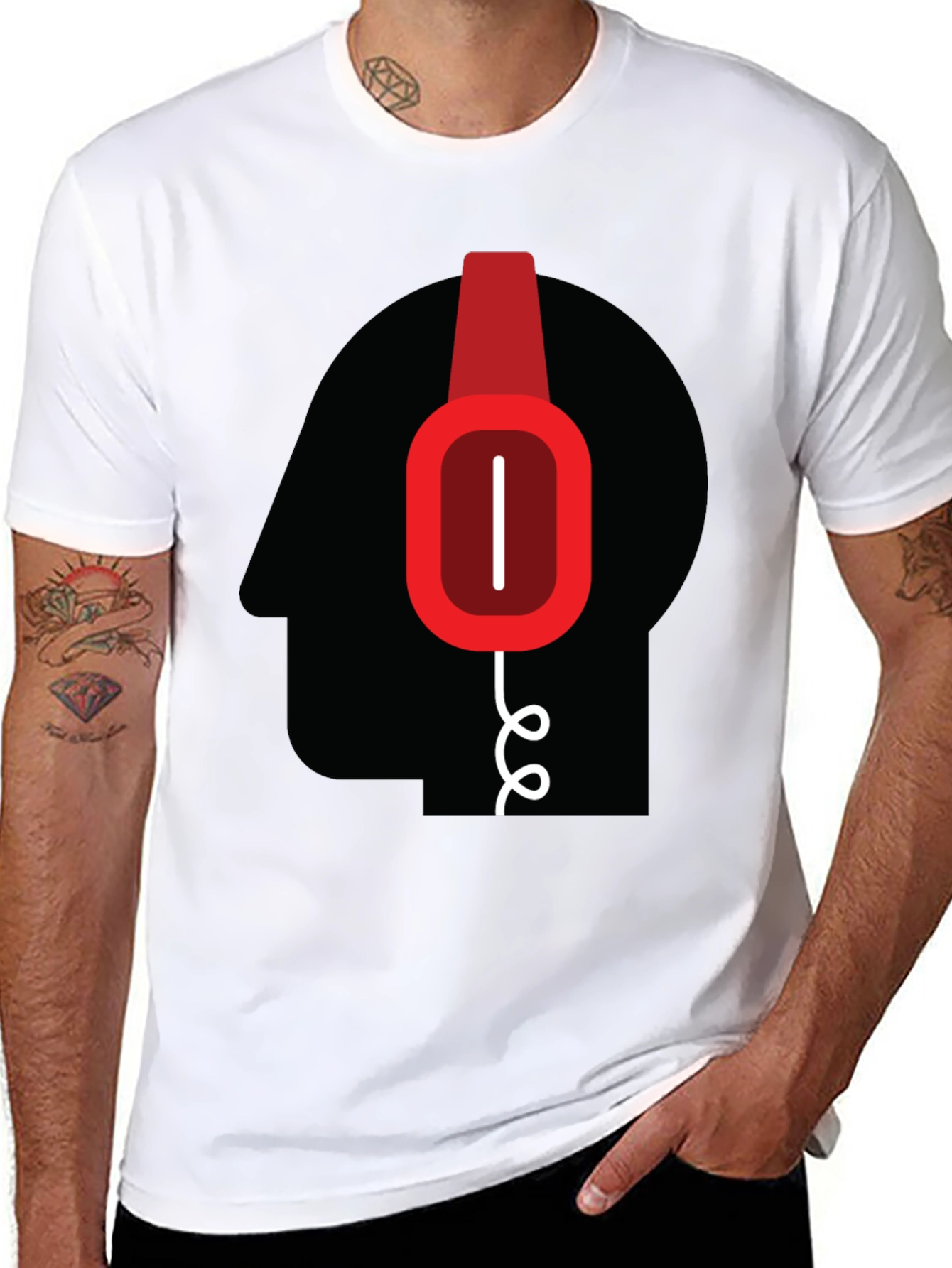 Headphone Head Graphic T-Shirt - Modern Tee