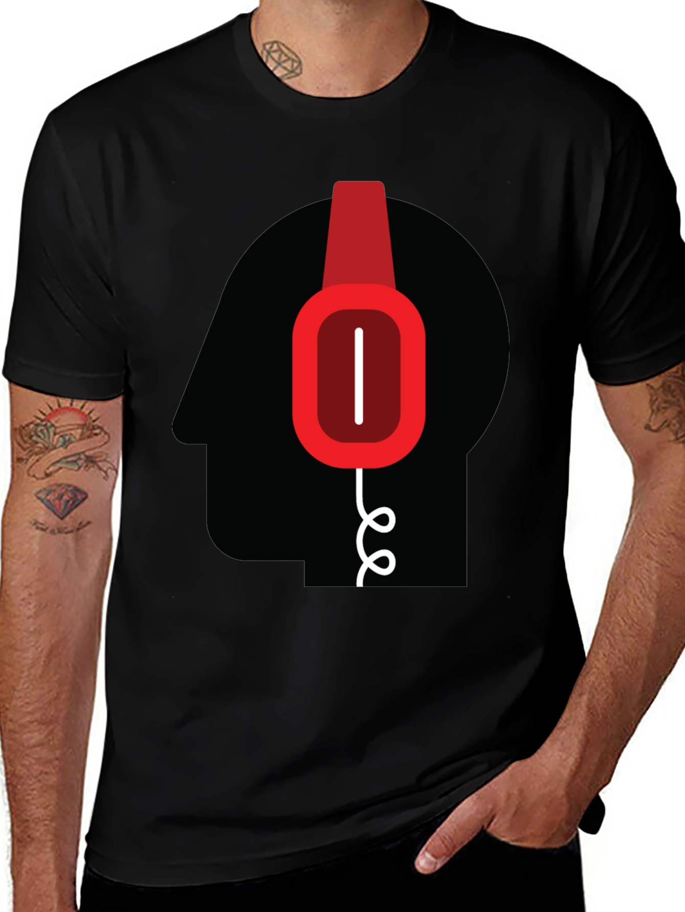 Headphone Head Graphic T-Shirt - Modern Tee