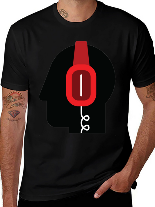 Headphone Head Graphic T-Shirt - Modern Tee