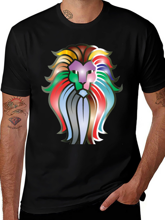 Colorful Lion Graphic T-Shirt - Bold Statement Tee