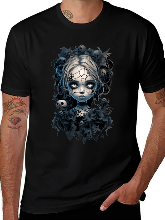 Cracked Doll T-Shirt - Goth Halloween Tee
