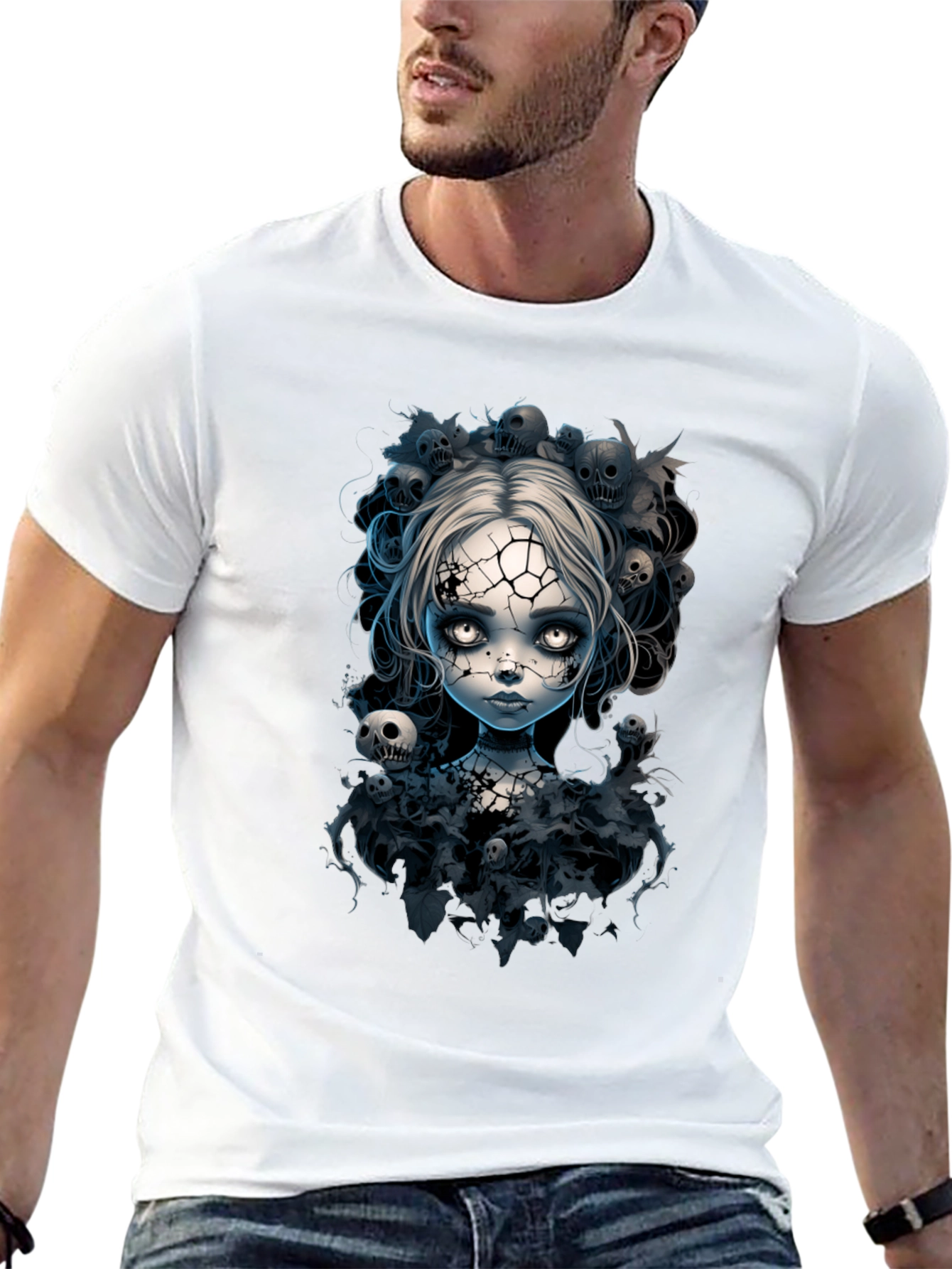 Cracked Doll T-Shirt - Goth Halloween Tee