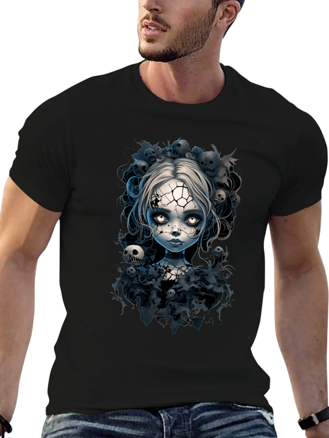 Cracked Doll T-Shirt - Goth Halloween Tee