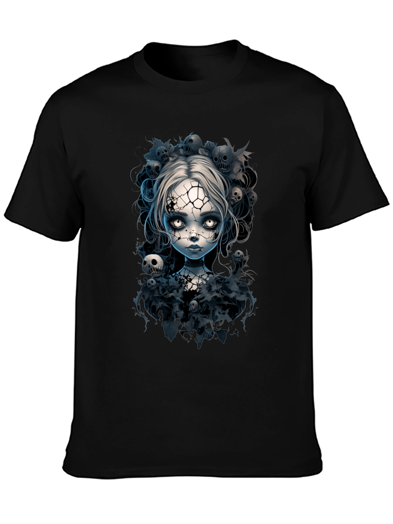 Cracked Doll T-Shirt - Goth Halloween Tee