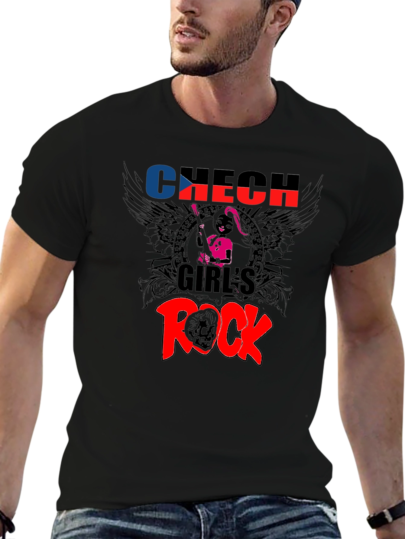 Czech Girls Rock Graphic Tee - Black