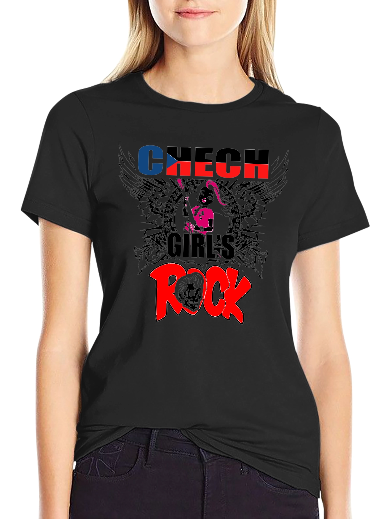 Czech Girls Rock Graphic Tee - Black