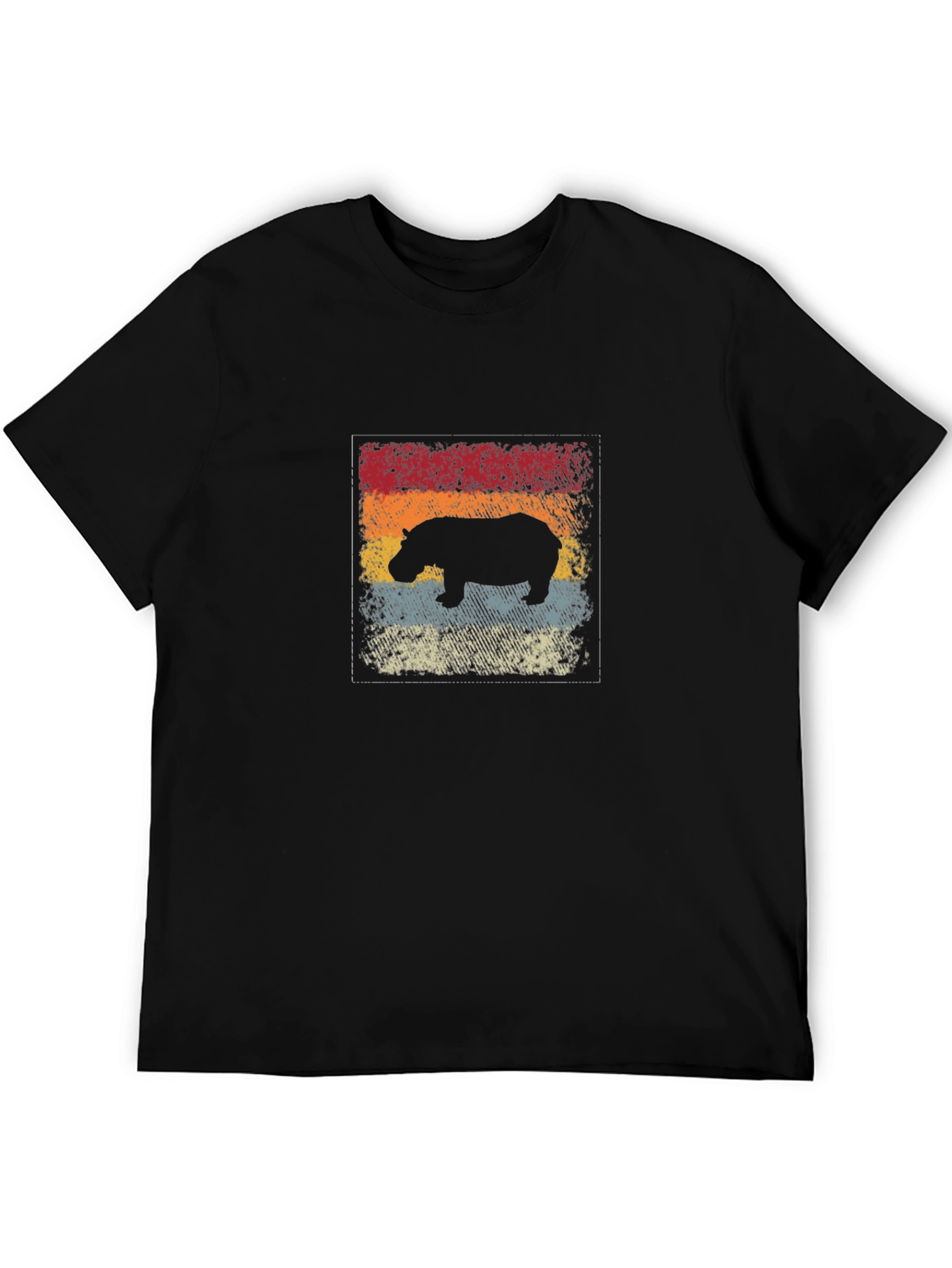 Retro Hippo Graphic Tee - Black