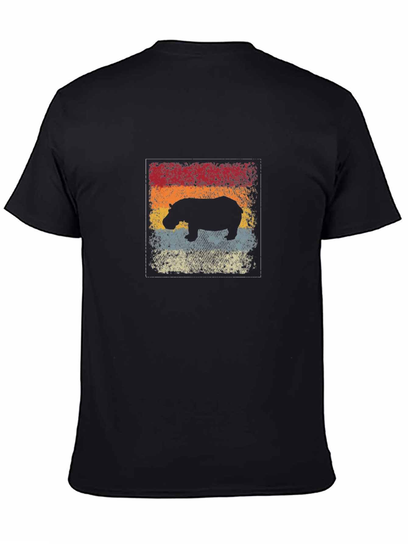 Retro Hippo Graphic Tee - Black