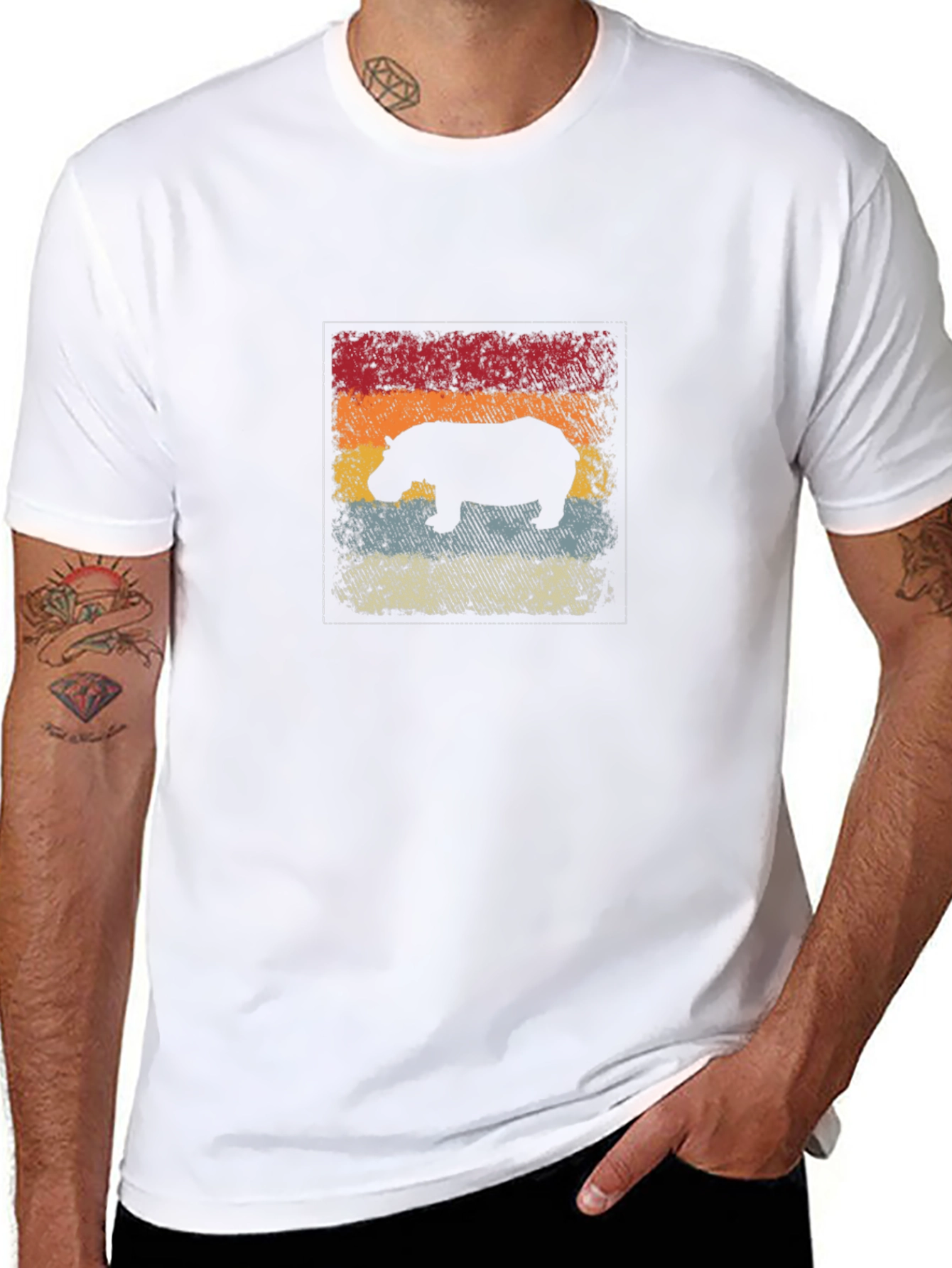 Retro Hippo Graphic Tee - Black