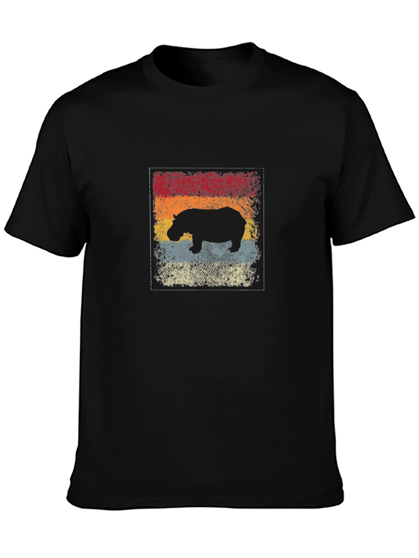 Retro Hippo Graphic Tee - Black