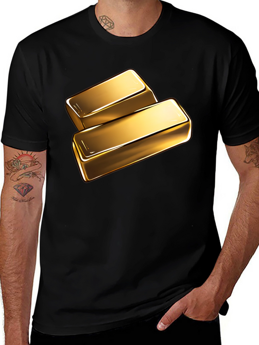Gold Bar Graphic Tee - Shiny Ingot Design