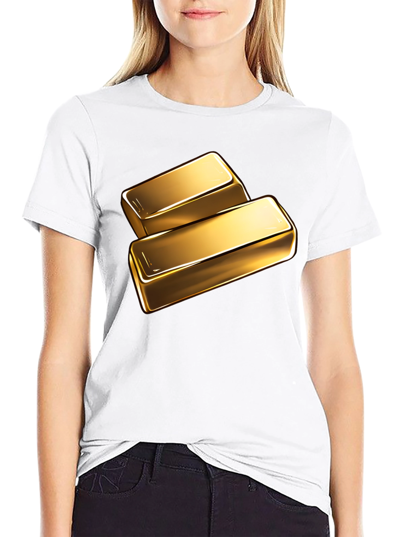 Gold Bar Graphic Tee - Shiny Ingot Design