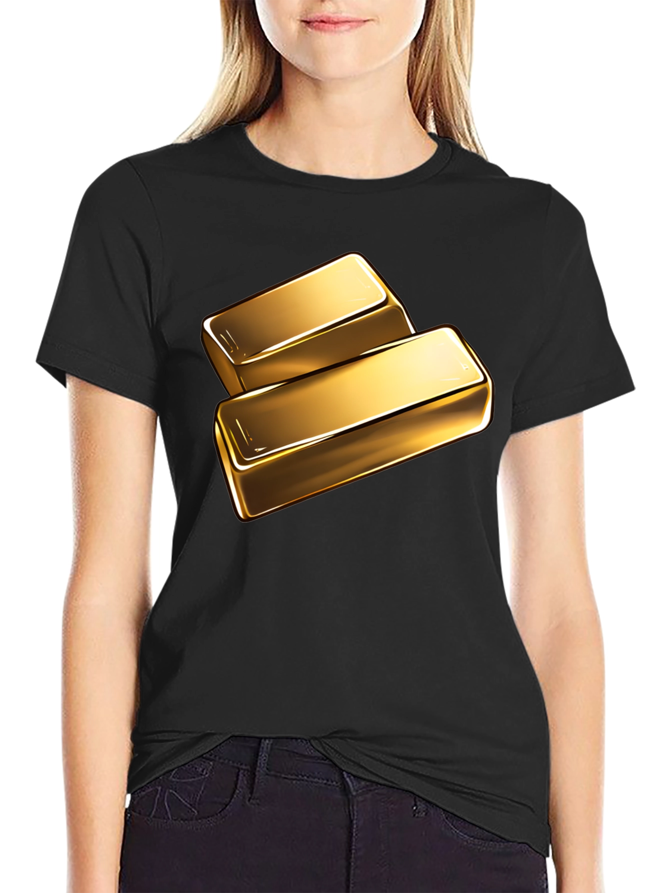 Gold Bar Graphic Tee - Shiny Ingot Design