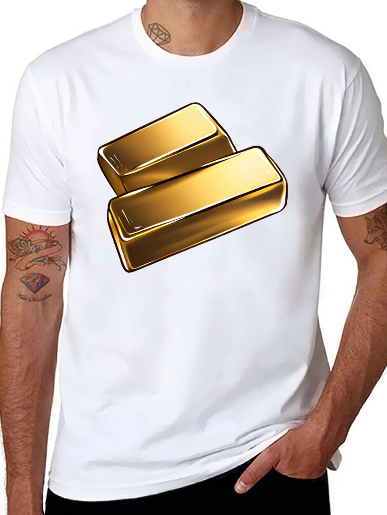 Gold Bar Graphic Tee - Shiny Ingot Design