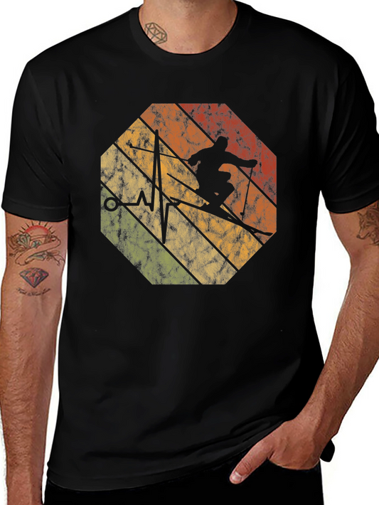Vintage Skiing Heartbeat T-Shirt