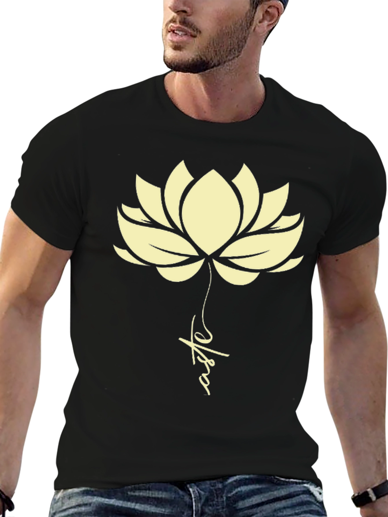 Lotus Flower Graphic Tee - Black
