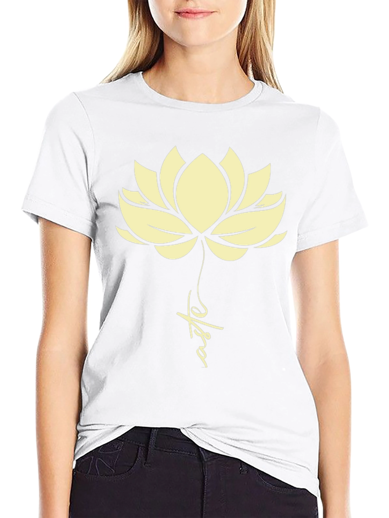Lotus Flower Graphic Tee - Black