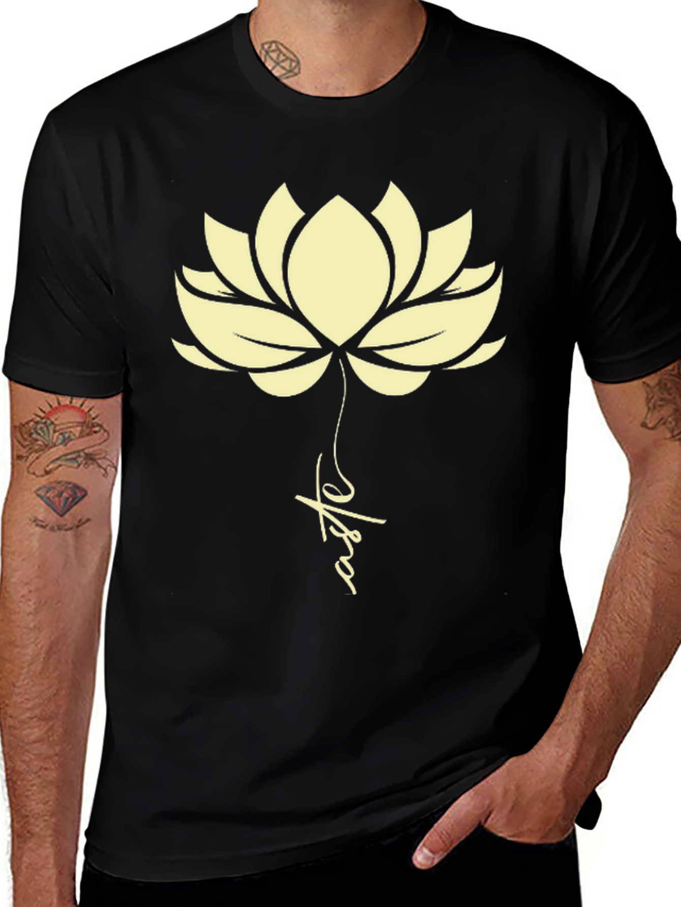 Lotus Flower Graphic Tee - Black