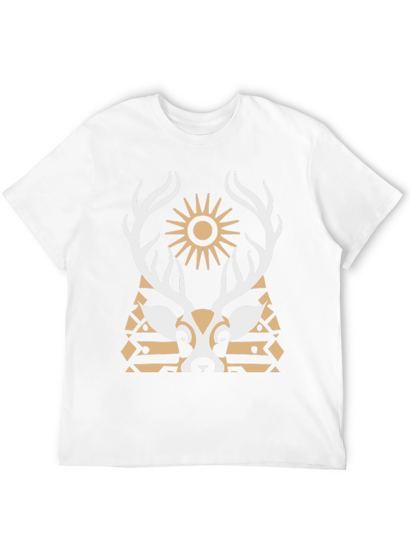 Geometric Deer Graphic Tee - Black