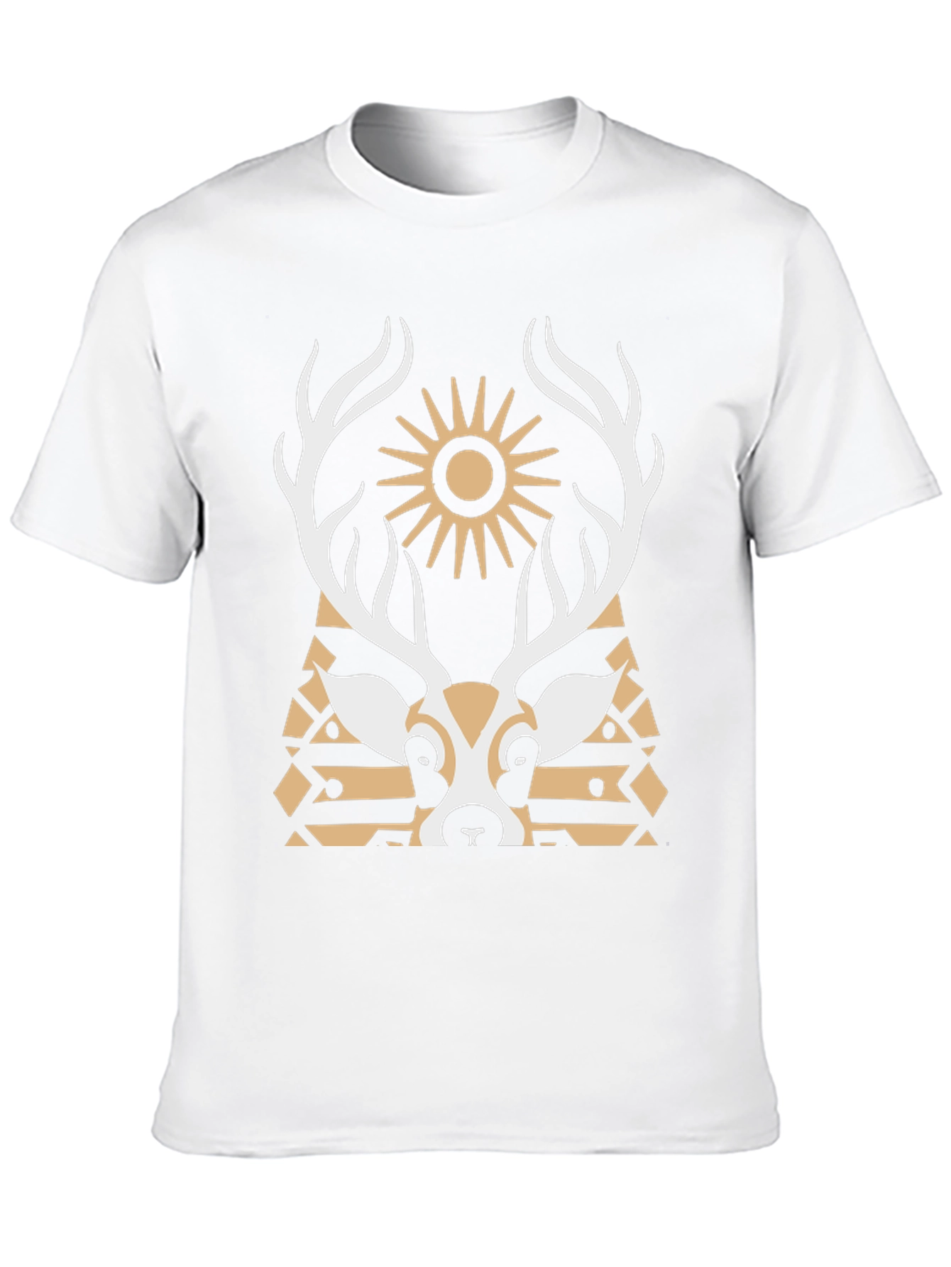 Geometric Deer Graphic Tee - Black