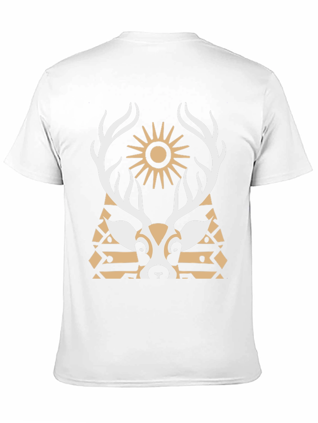 Geometric Deer Graphic Tee - Black