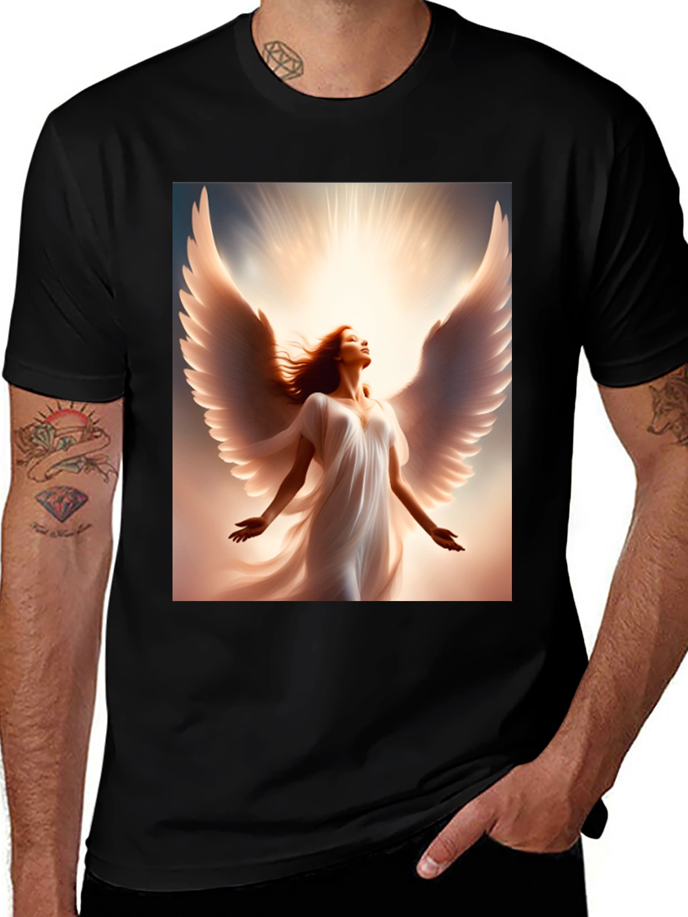 Angel Wings Graphic T-Shirt - Black