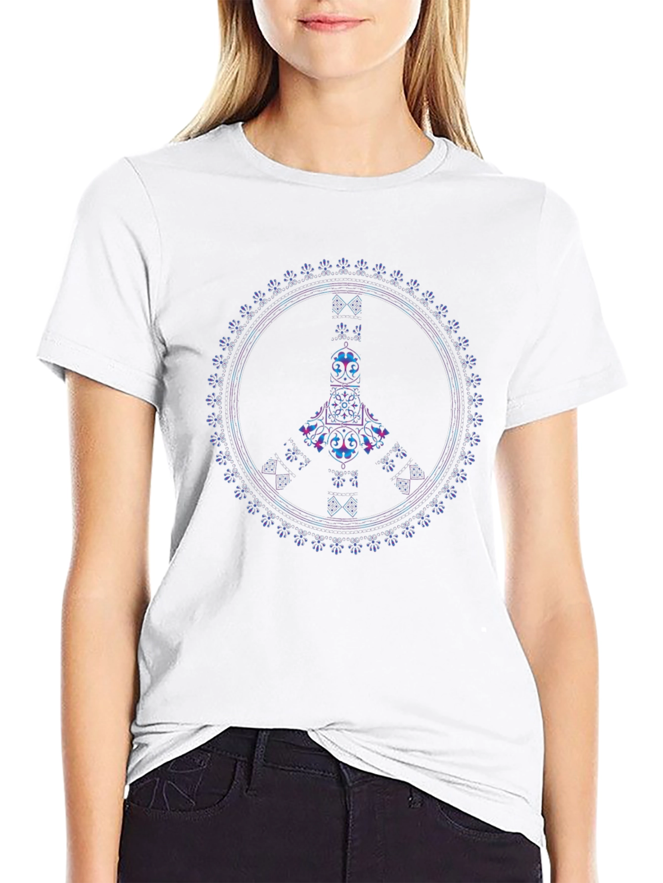 Peace Mandala Graphic Tee - Black