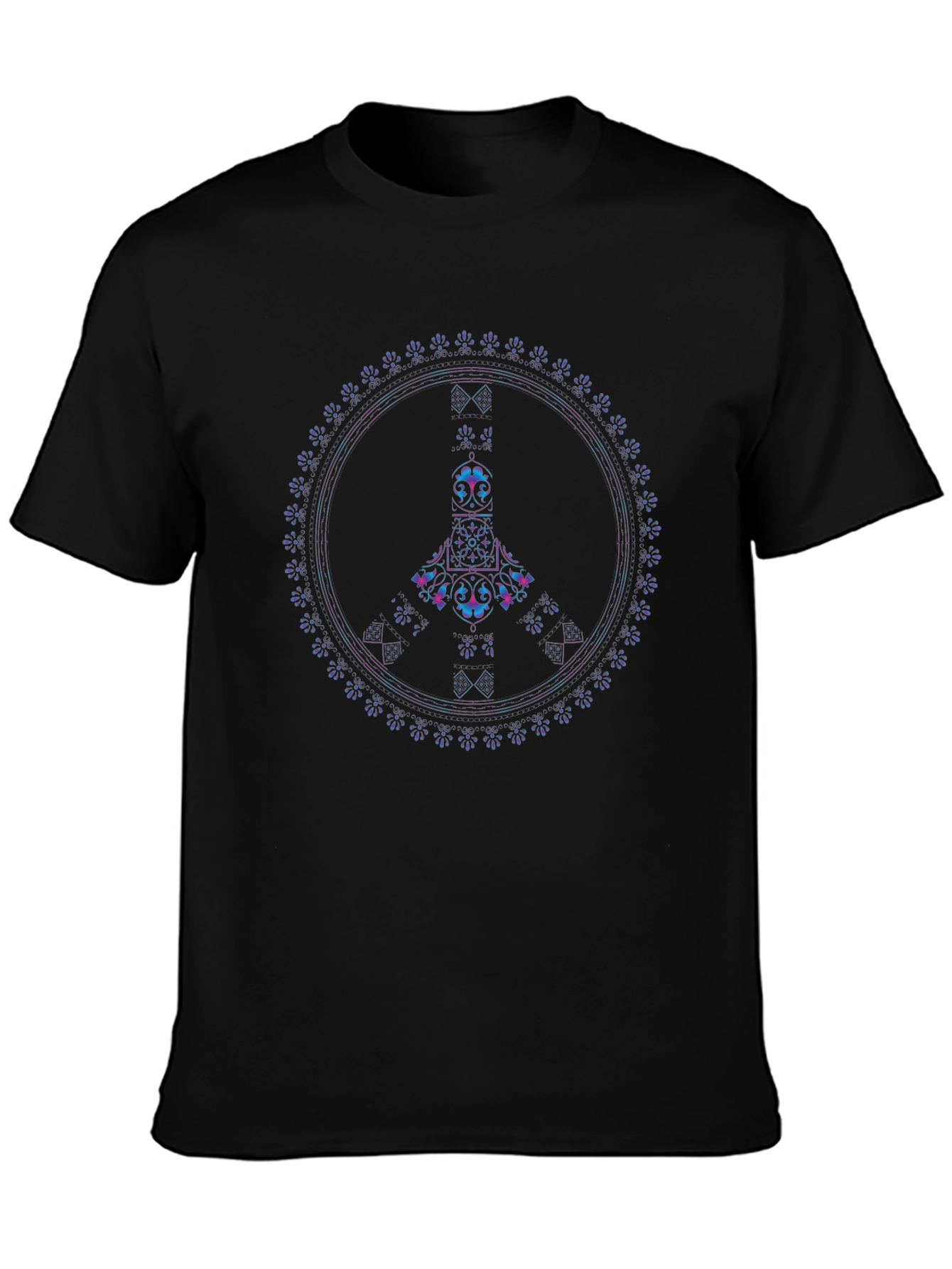 Peace Mandala Graphic Tee - Black