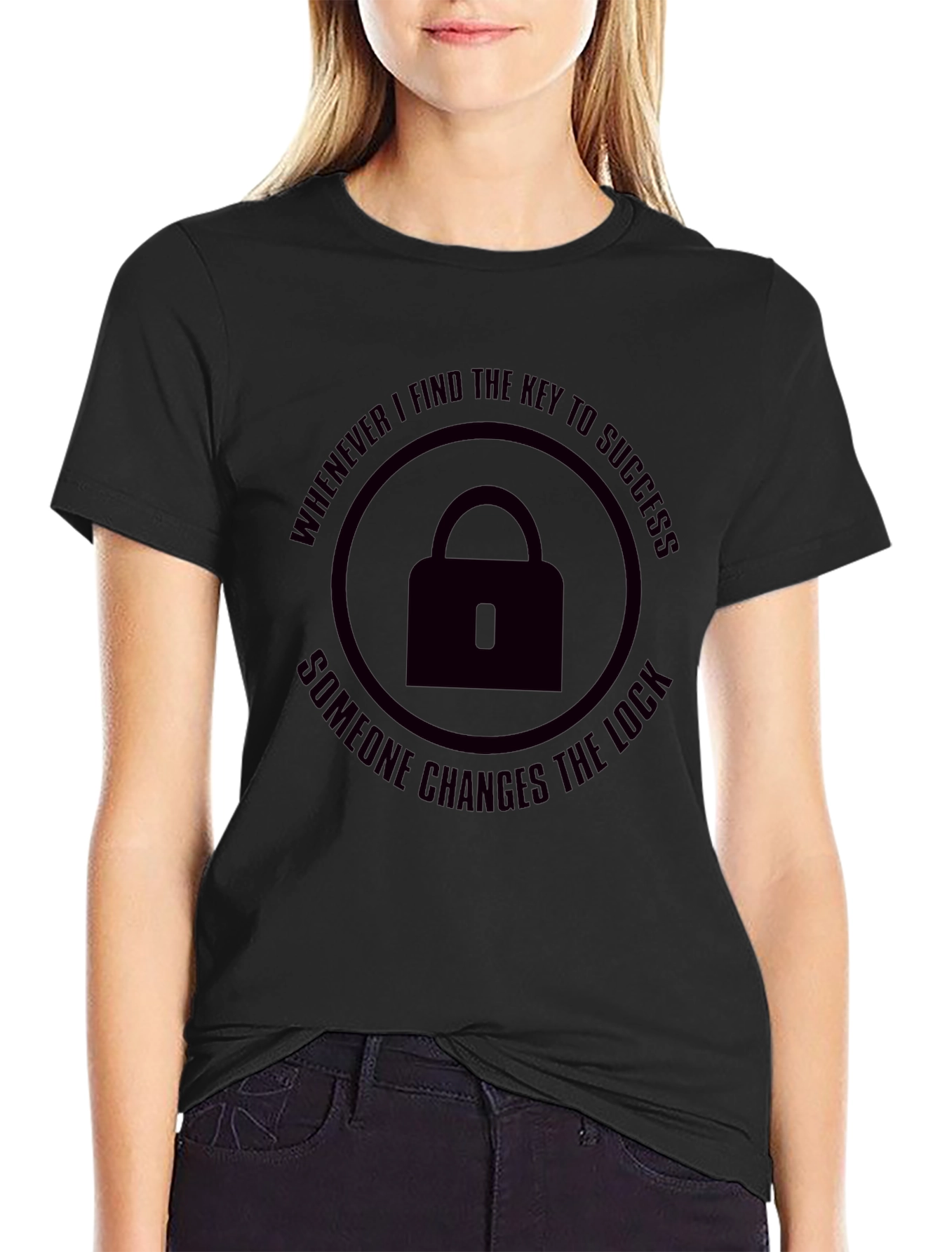 Success Lock Graphic T-Shirt - Black