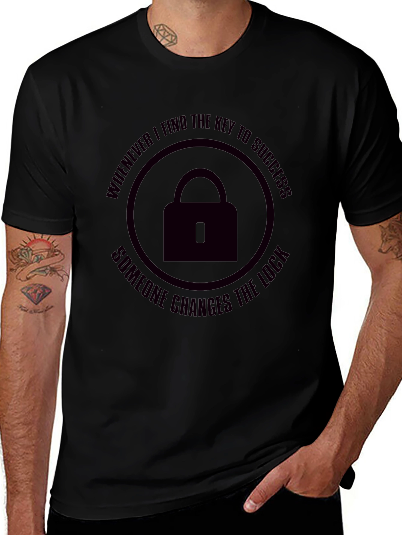 Success Lock Graphic T-Shirt - Black