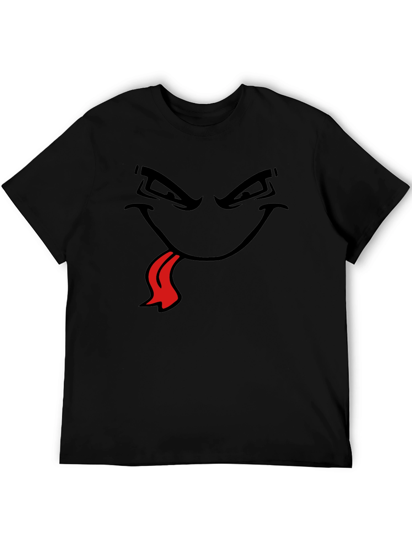 Mens Black T-Shirt with Cartoon Face