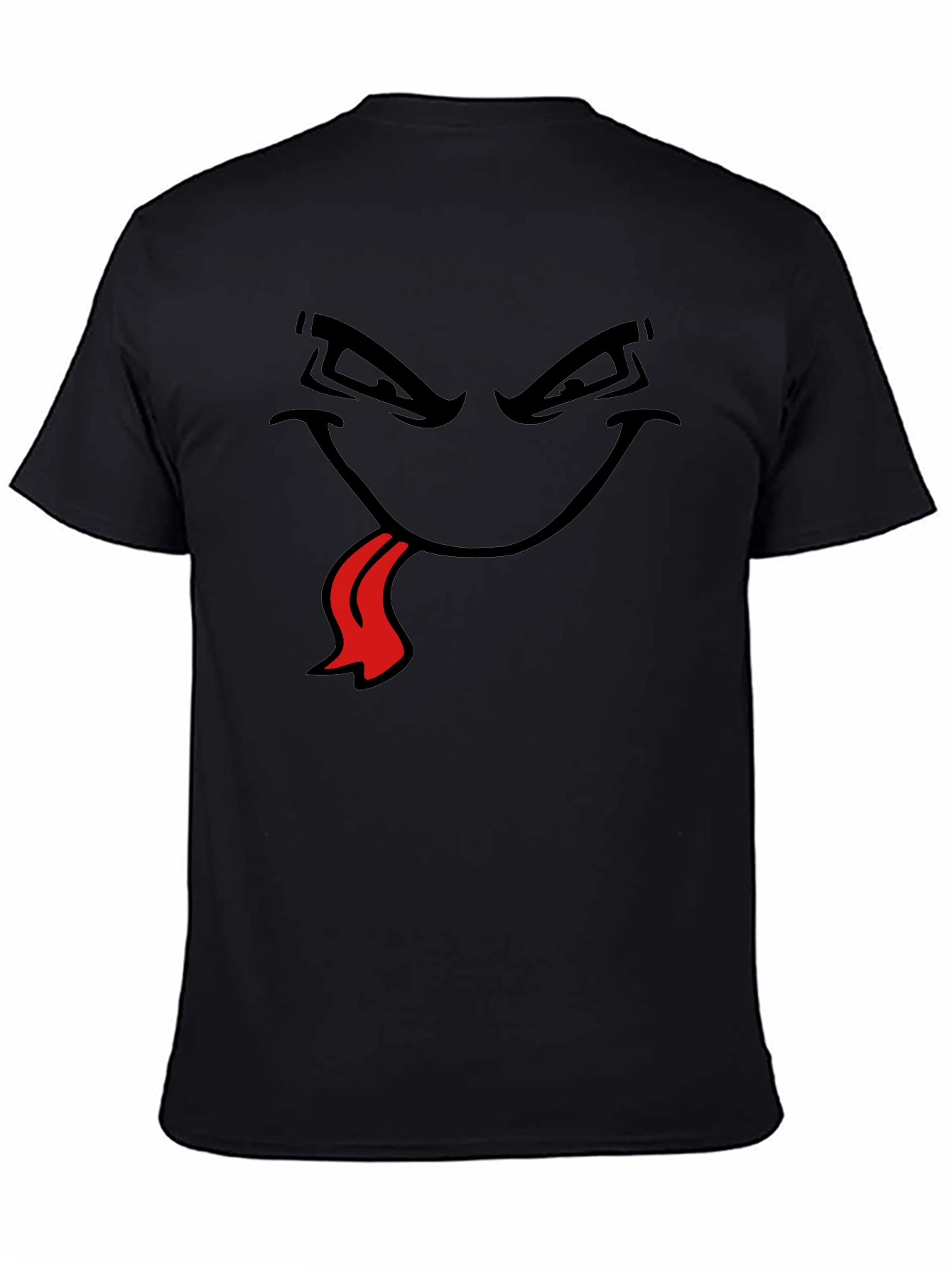 Mens Black T-Shirt with Cartoon Face