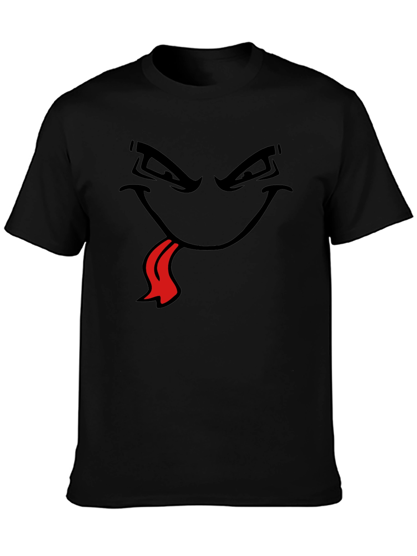 Mens Black T-Shirt with Cartoon Face