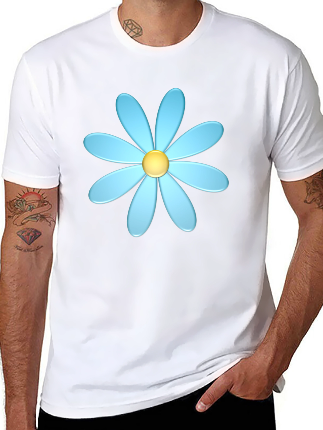 Blue Daisy Graphic T-Shirt - Casual Style