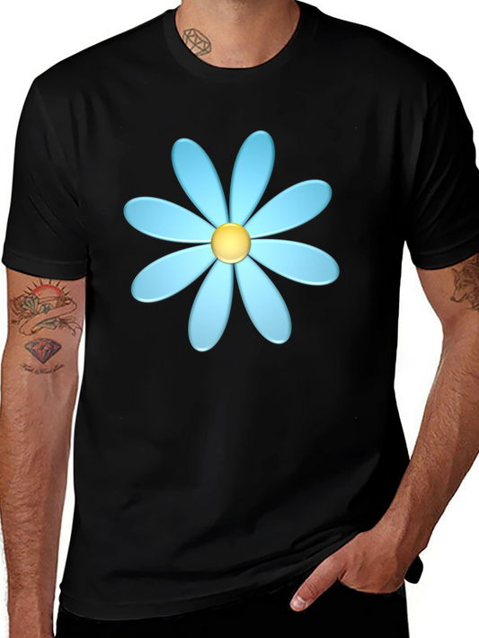 Blue Daisy Graphic T-Shirt - Casual Style