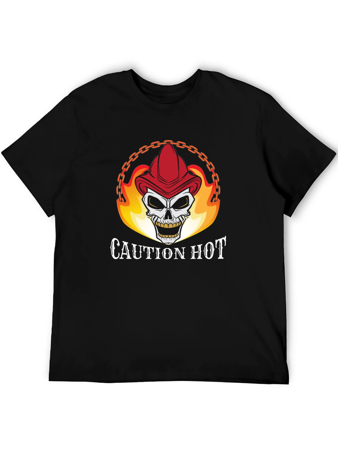 Caution Hot Skull Firefighter Graphic T-Shirt