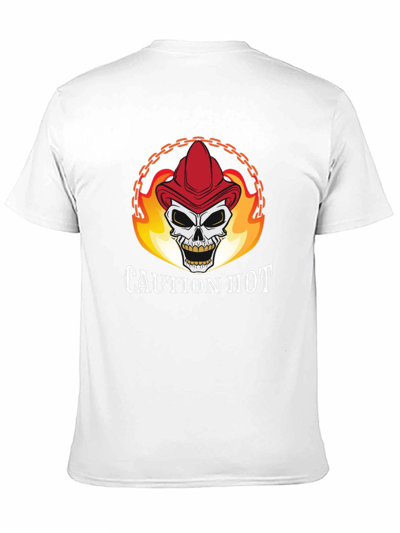 Caution Hot Skull Firefighter Graphic T-Shirt