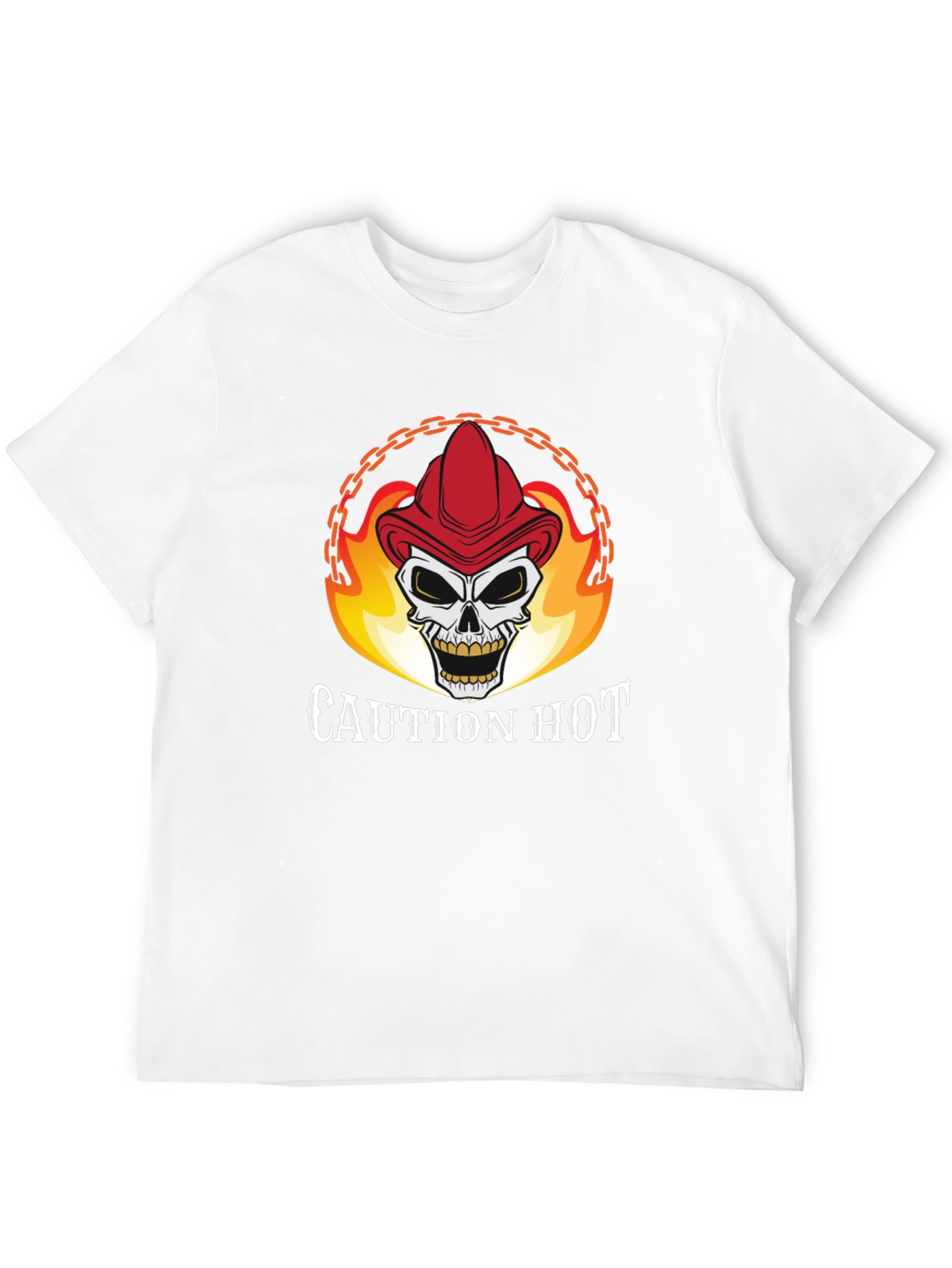 Caution Hot Skull Firefighter Graphic T-Shirt