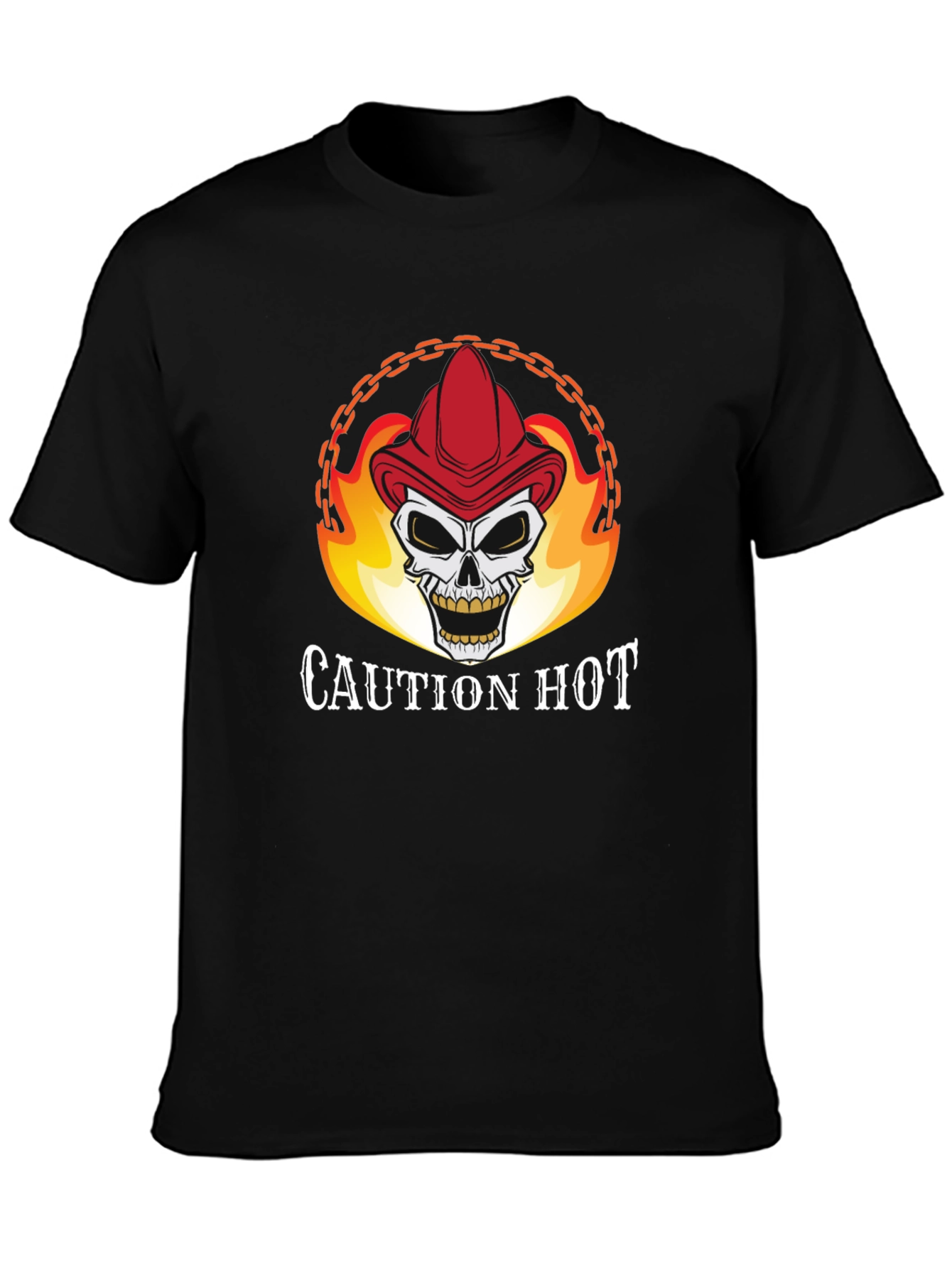 Caution Hot Skull Firefighter Graphic T-Shirt