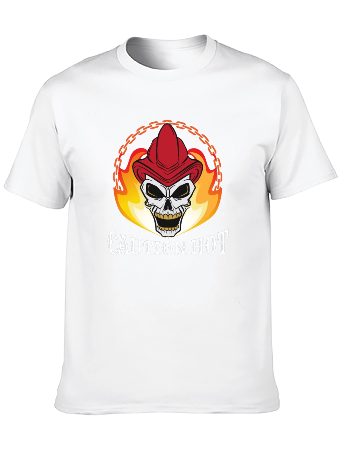 Caution Hot Skull Firefighter Graphic T-Shirt