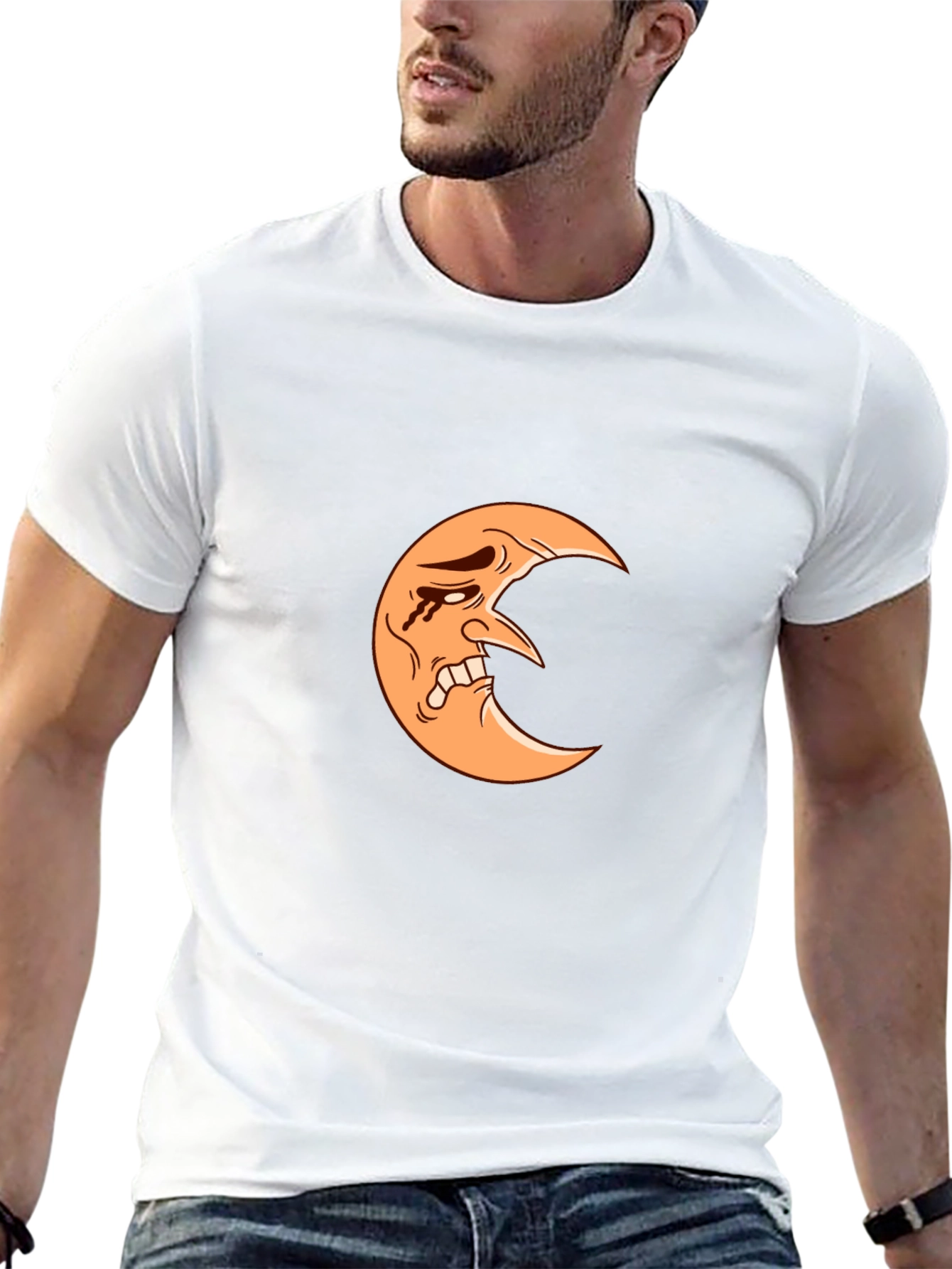 Crying Moon Graphic Tee - Black