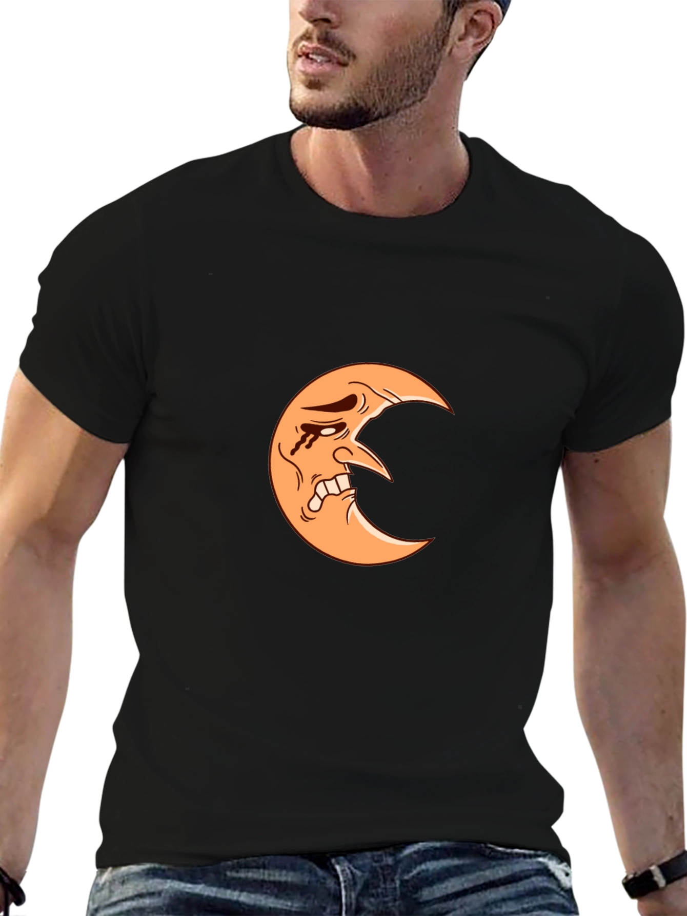 Crying Moon Graphic Tee - Black